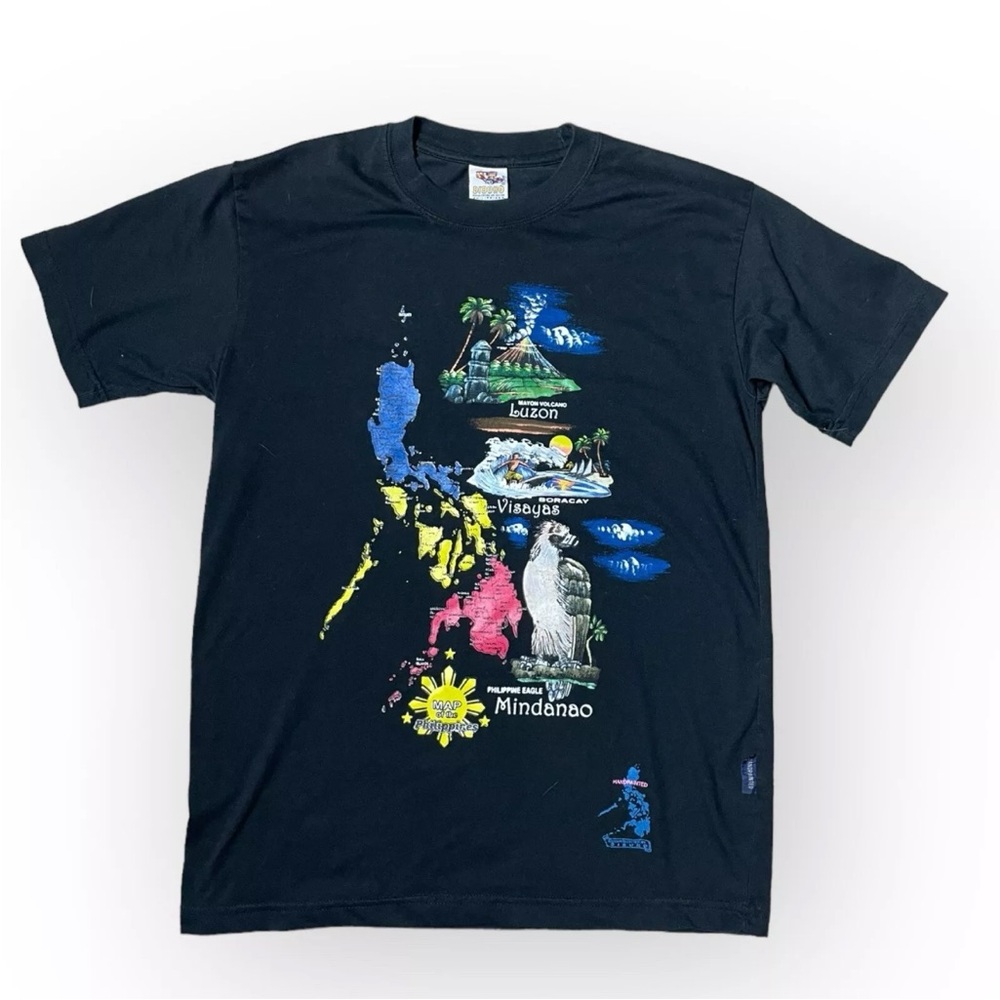 Dibuho Black T Shirt Men's Size S Small Shirt HandPainted Map of Philippines